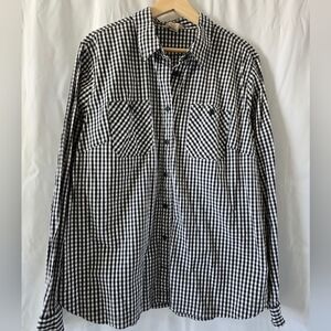 Women's Duluth Black White Long Sleeve Button Down Front Pockets XXL